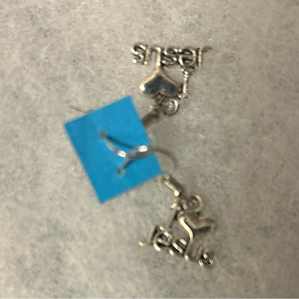 NWT earrings #god .925 sterling / stainless heavy duty I love Jesus earr… - Picture 4 of 7